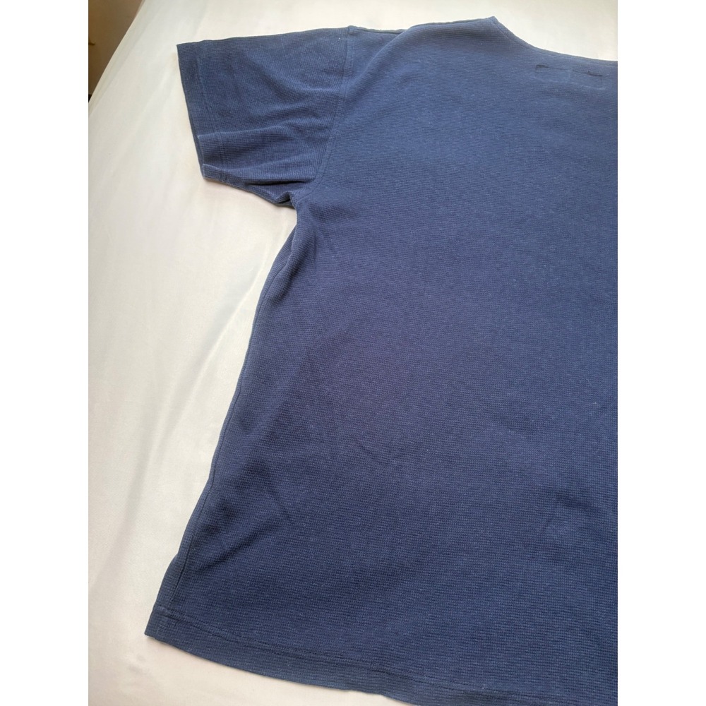 Boxer Boxer Henley Shirt Mens XL Blue Excellent Waffle Knit Pocket Short Sleeve - Picture 10 of 11